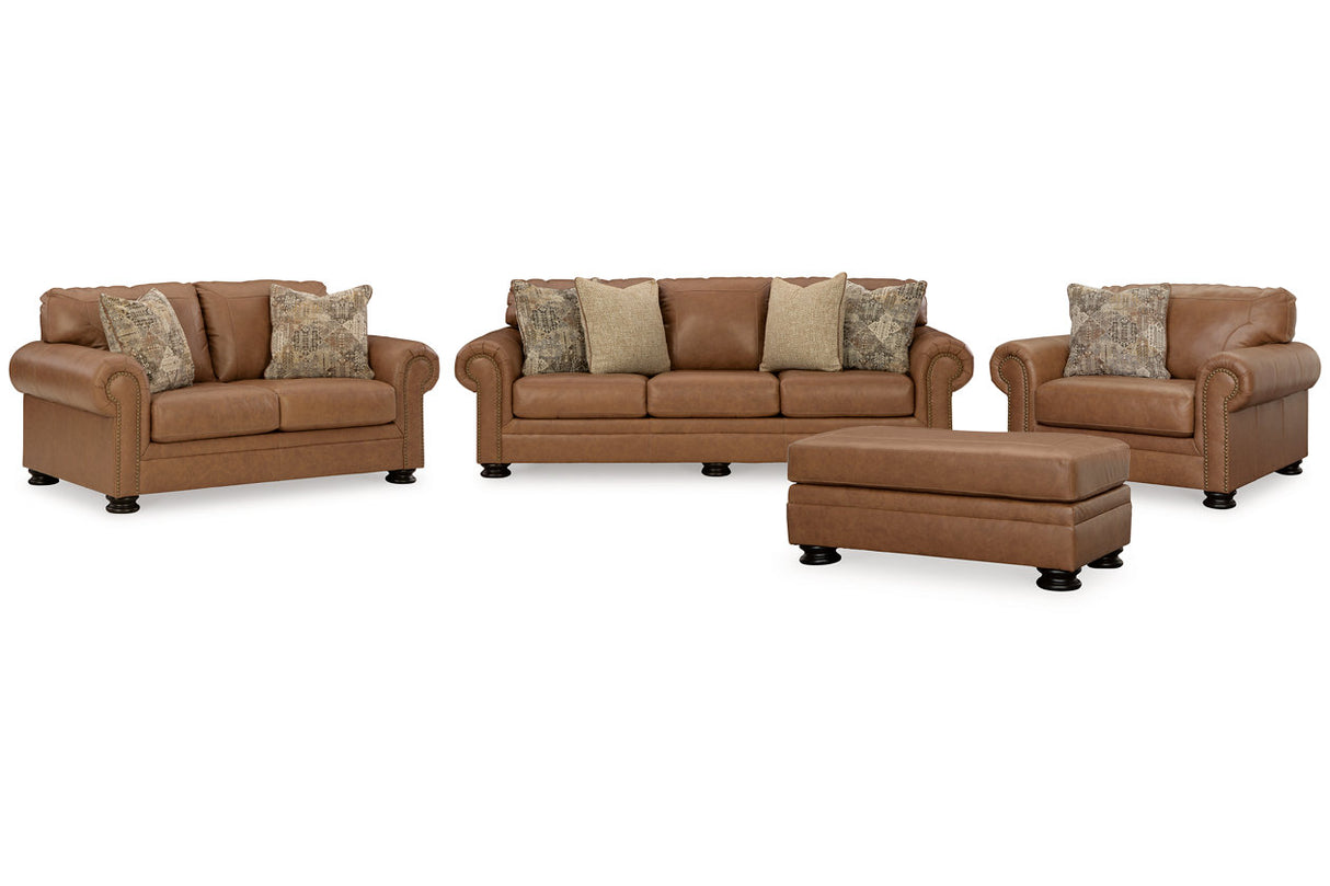 Carianna Caramel Sofa, Loveseat, Oversized Chair and Ottoman -  Ashley - Luna Furniture