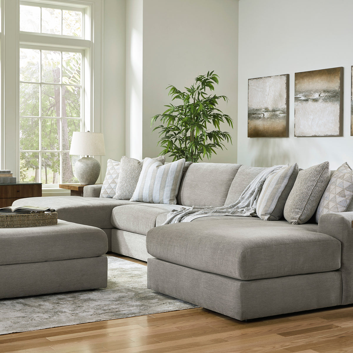 Avaliyah Ash 4-Piece Double Chaise Sectional – Luna Furniture