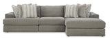 Avaliyah Ash 3-Piece RAF Chaise Sectional -  Ashley - Luna Furniture