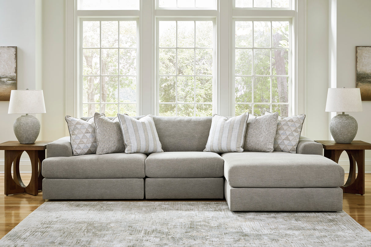 Avaliyah Ash 3-Piece RAF Chaise Sectional -  Ashley - Luna Furniture