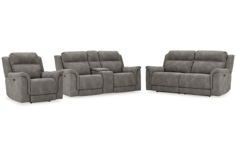 Next-Gen DuraPella Slate Power Reclining Sofa, Loveseat and Recliner -  Ashley - Luna Furniture