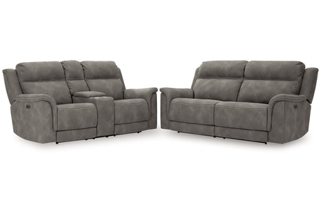 Next-Gen DuraPella Slate Power Reclining Sofa and Loveseat -  Ashley - Luna Furniture