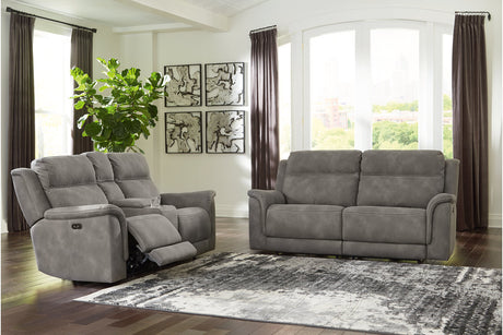 Next-Gen DuraPella Slate Power Reclining Sofa and Loveseat -  Ashley - Luna Furniture