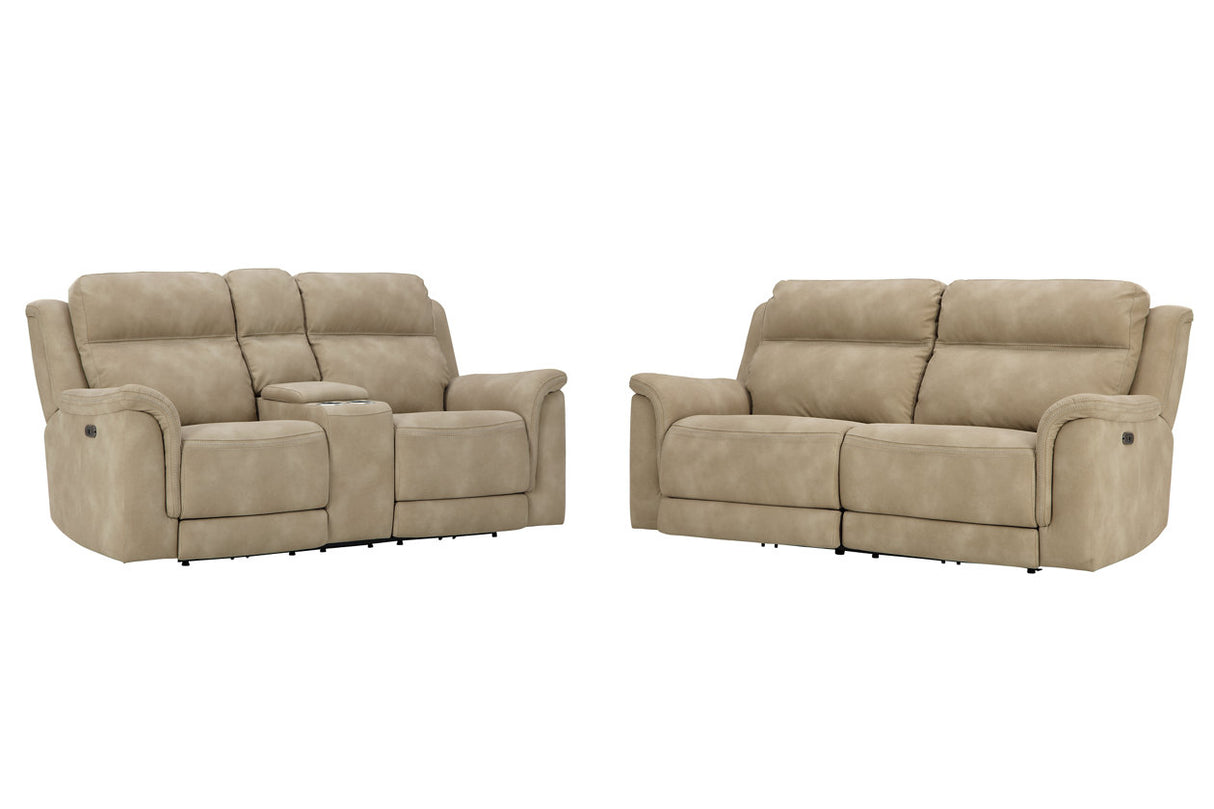 Next-Gen DuraPella Sand Power Reclining Sofa and Loveseat -  Ashley - Luna Furniture