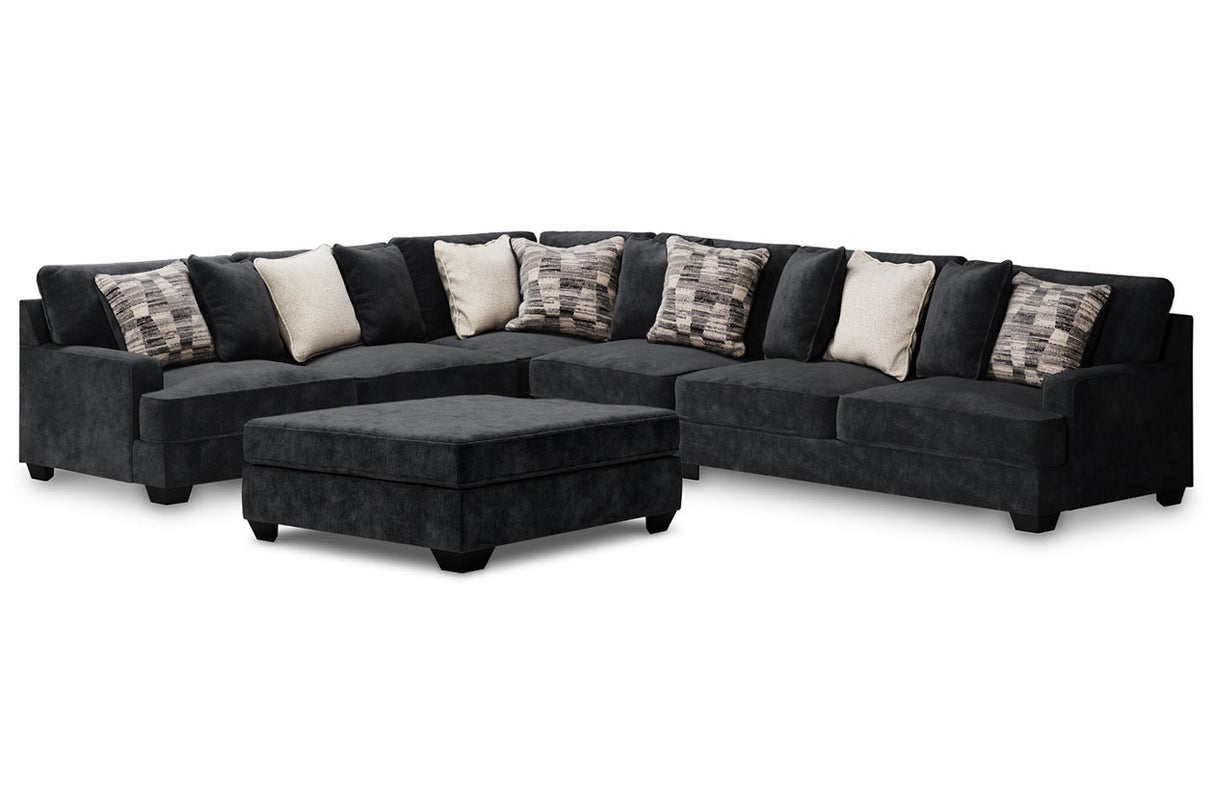 Lavernett Charcoal 4-Piece Sectional with Ottoman -  Ashley - Luna Furniture