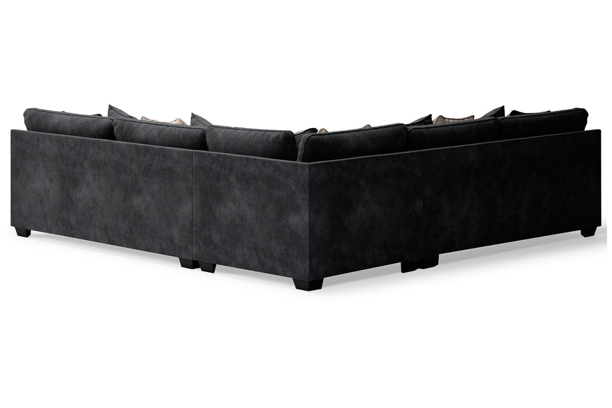 Lavernett Charcoal 3-Piece Sectional and Oversized Ottoman -  Ashley - Luna Furniture