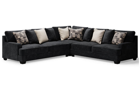 Lavernett Charcoal 3-Piece Sectional and Oversized Ottoman -  Ashley - Luna Furniture