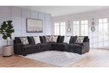 Lavernett Charcoal 3-Piece Sectional and Oversized Ottoman -  Ashley - Luna Furniture