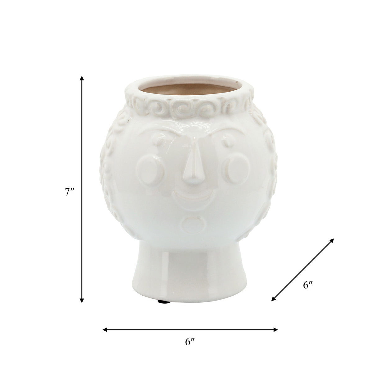 6" Grandma Face Planter, White from Sagebrook Home - Luna Furniture