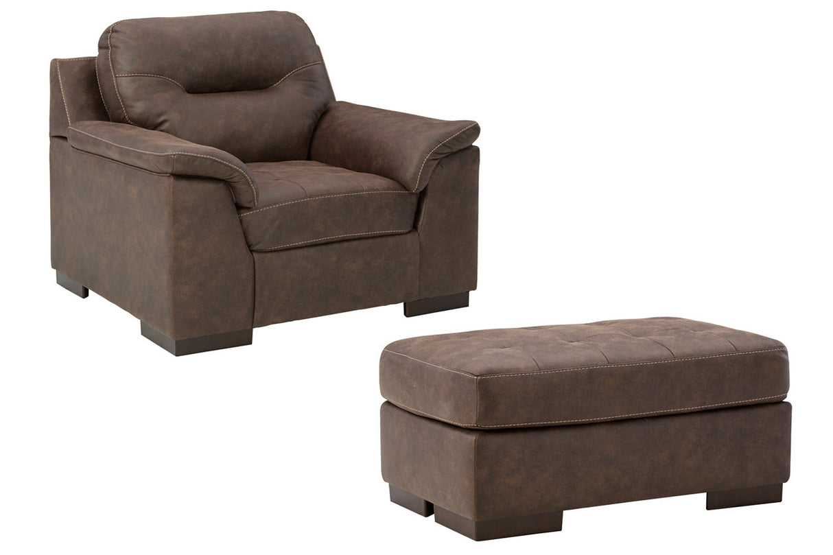 Maderla Walnut Chair and Ottoman -  Ashley - Luna Furniture