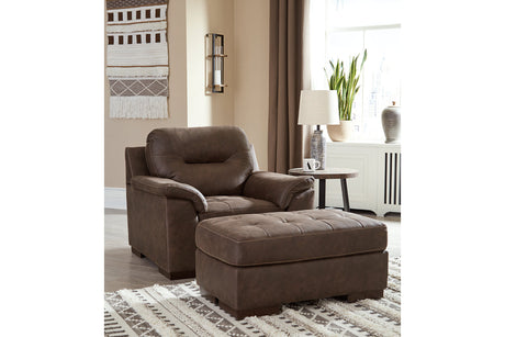 Maderla Walnut Chair and Ottoman -  Ashley - Luna Furniture