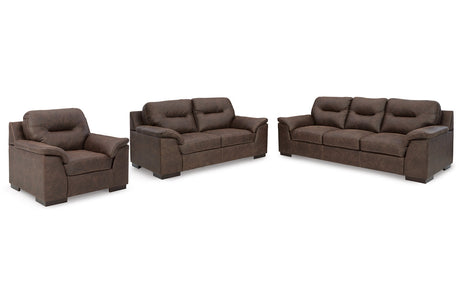 Maderla Walnut Sofa, Loveseat and Chair -  Ashley - Luna Furniture