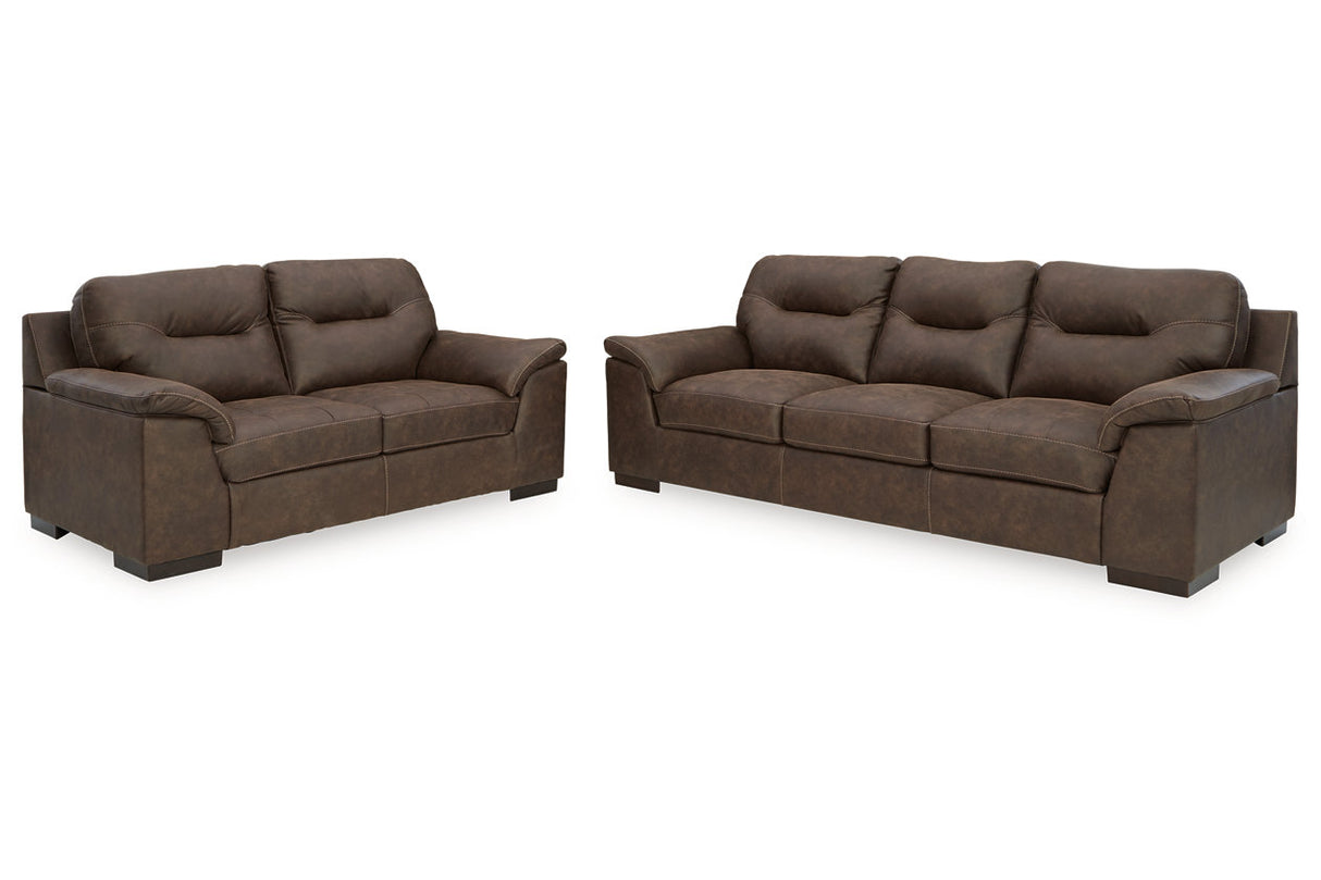 Maderla Walnut Sofa and Loveseat -  Ashley - Luna Furniture