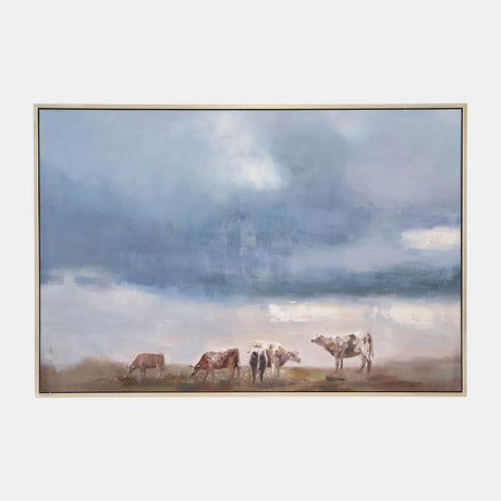 62x42 Framed Hand Painted Farm Canvas, Multi from Sagebrook Home - Luna Furniture