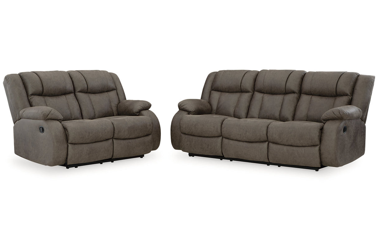 First Base Gunmetal Reclining Living Room Set -  Ashley - Luna Furniture