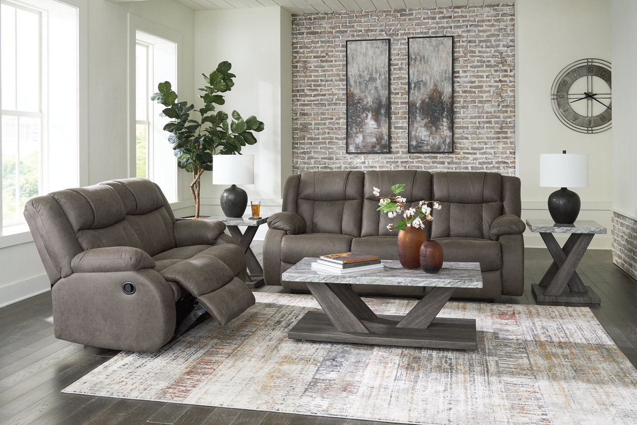 First Base Gunmetal Reclining Living Room Set from Ashley - Luna Furniture