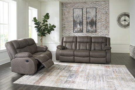 First Base Gunmetal Reclining Living Room Set -  Ashley - Luna Furniture