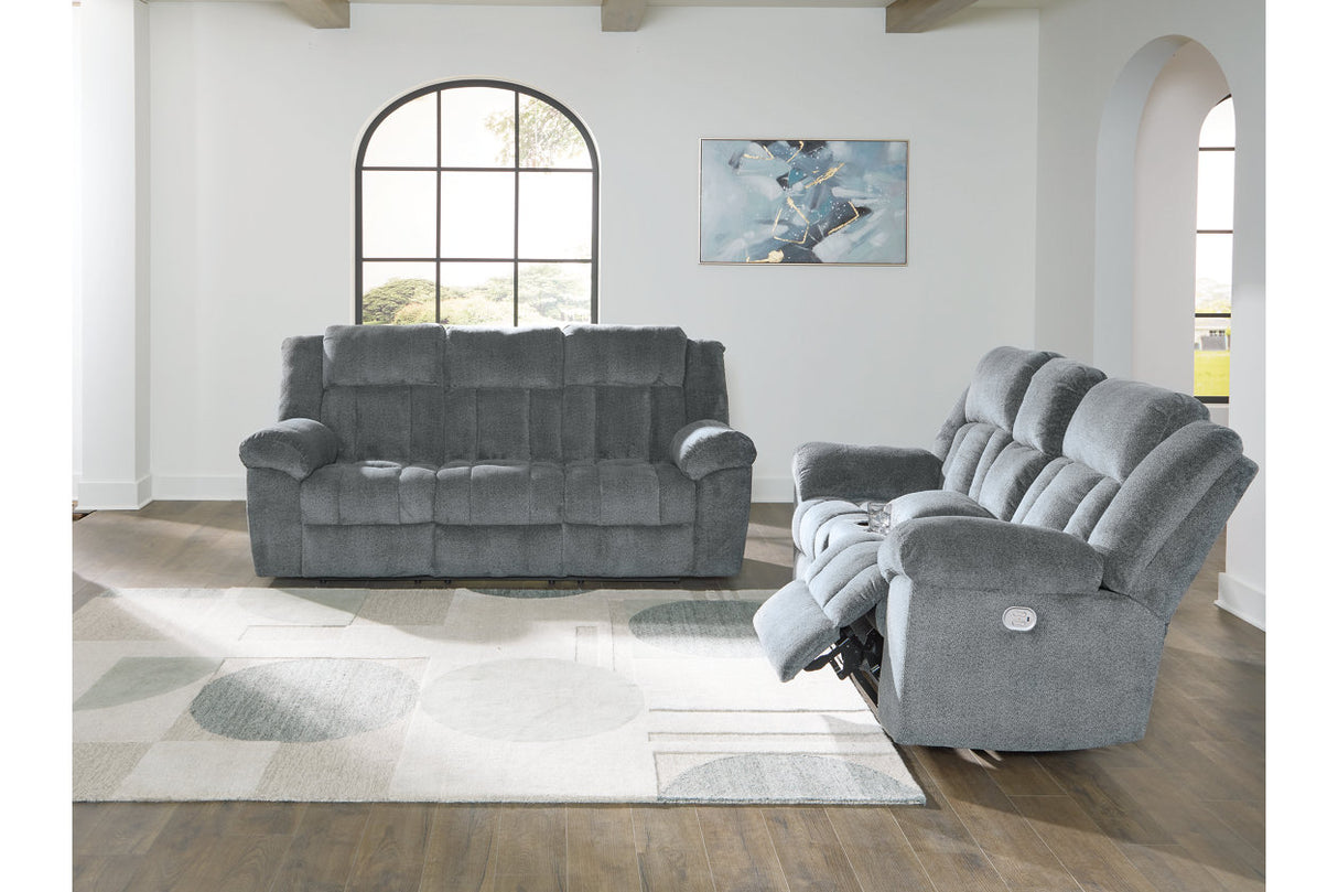 Tip-Off Slate Power Reclining Living Room Set from Ashley - Luna Furniture