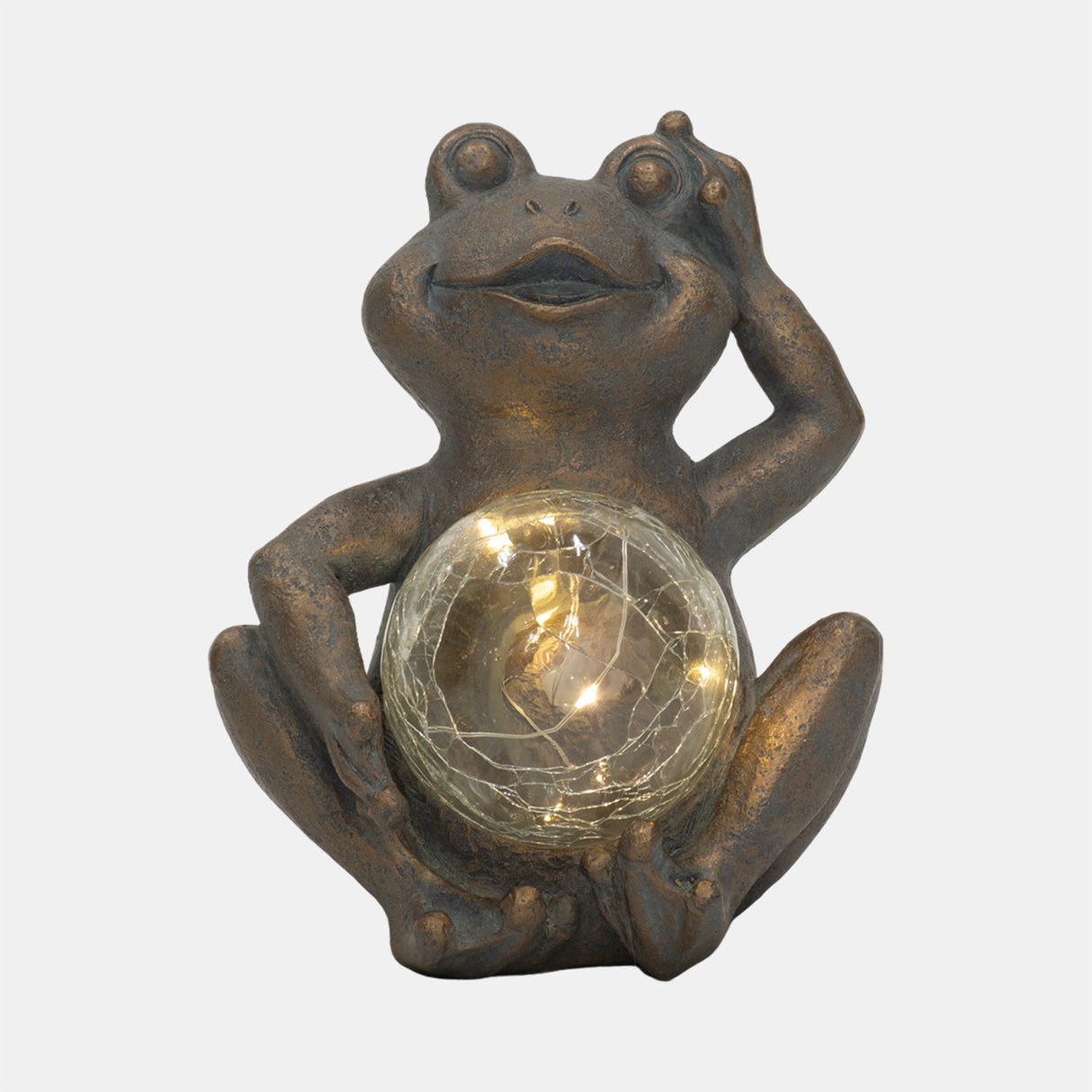 7" Frog With Solar Orb, Antique Copper from Sagebrook Home - Luna Furniture