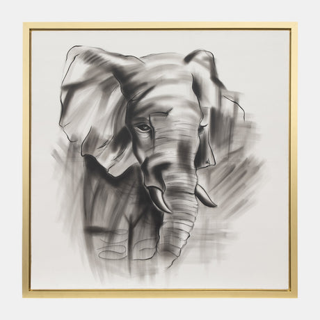 71x71, Hand Painted Elephant Beauty, Gray/wht from Sagebrook Home - Luna Furniture