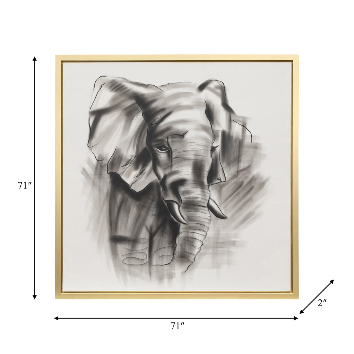 71x71, Hand Painted Elephant Beauty, Gray/wht from Sagebrook Home - Luna Furniture