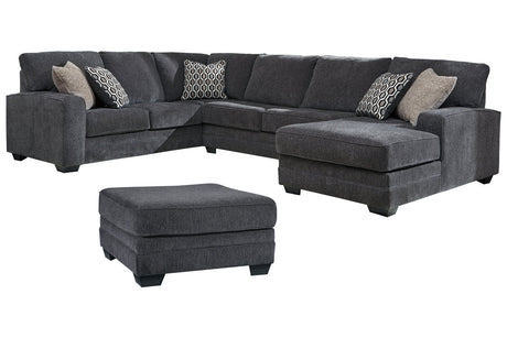 Tracling Slate 3-Piece Sectional with Ottoman -  Ashley - Luna Furniture