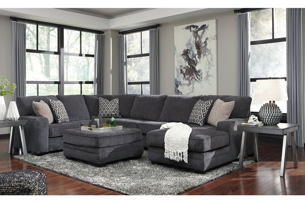 Tracling Slate 3-Piece Sectional with Ottoman -  Ashley - Luna Furniture