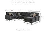 Tracling Slate 3-Piece Sectional with Ottoman -  Ashley - Luna Furniture