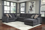 Tracling Slate 3-Piece Sectional with Ottoman -  Ashley - Luna Furniture