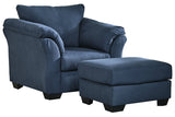 Darcy Blue Chair and Ottoman -  Ashley - Luna Furniture