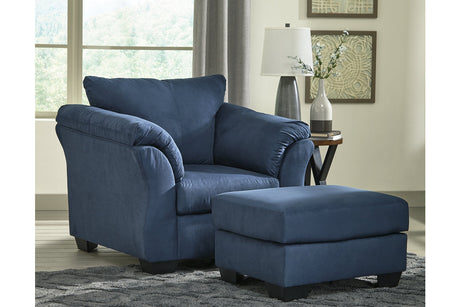 Darcy Blue Chair and Ottoman -  Ashley - Luna Furniture