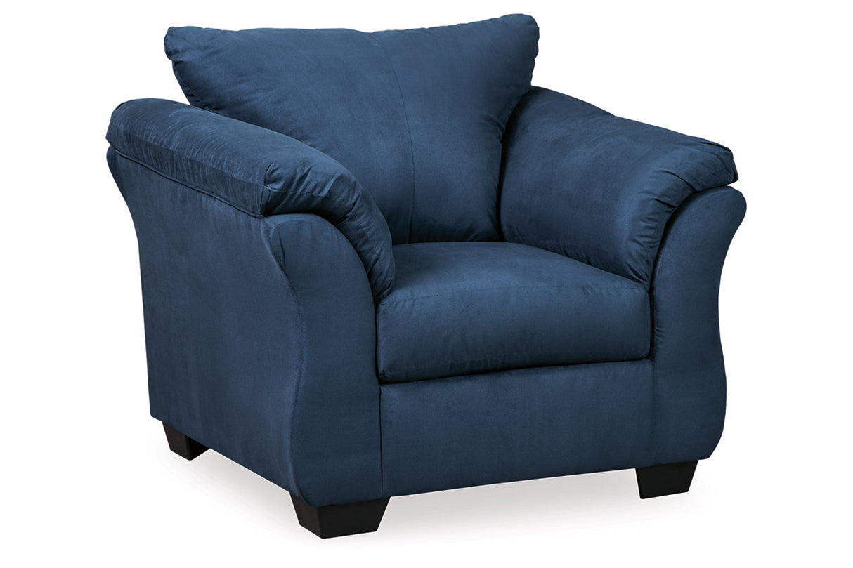 Darcy Blue Chair and Ottoman -  Ashley - Luna Furniture