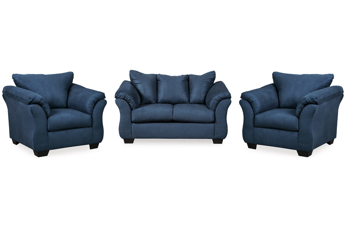 Darcy Blue Loveseat and 2 Chairs -  Ashley - Luna Furniture