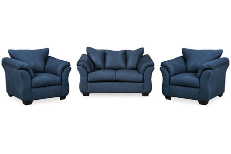 Darcy Blue Loveseat and 2 Chairs -  Ashley - Luna Furniture