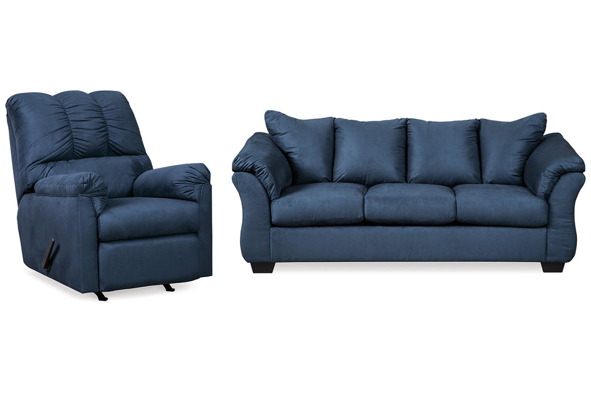 Darcy Blue Sofa and Recliner -  Ashley - Luna Furniture