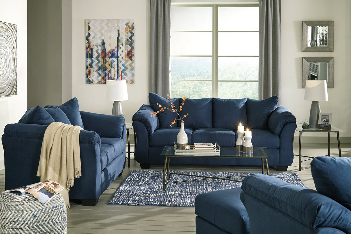 Darcy Blue Sofa, Loveseat, Chair and Ottoman -  Ashley - Luna Furniture