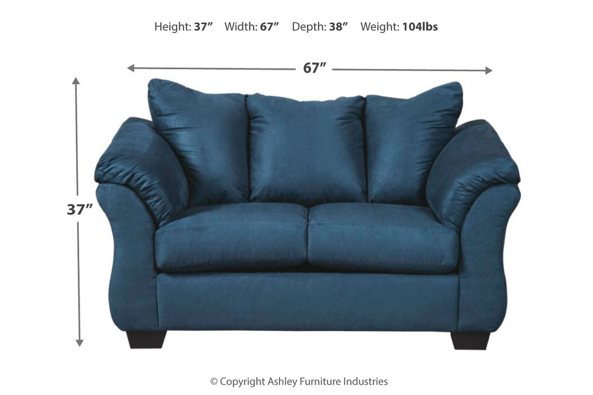 Darcy Blue Loveseat and 2 Chairs -  Ashley - Luna Furniture