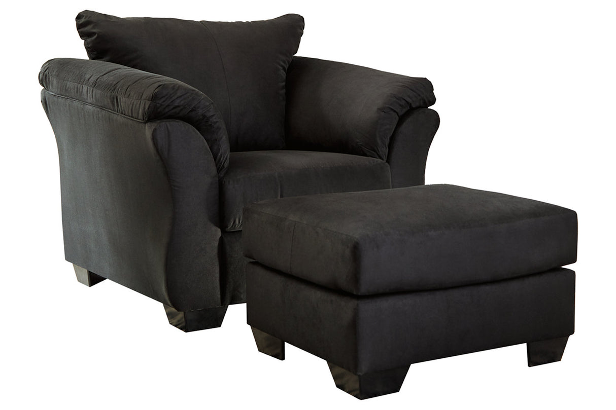 Darcy Black Chair and Ottoman -  Ashley - Luna Furniture