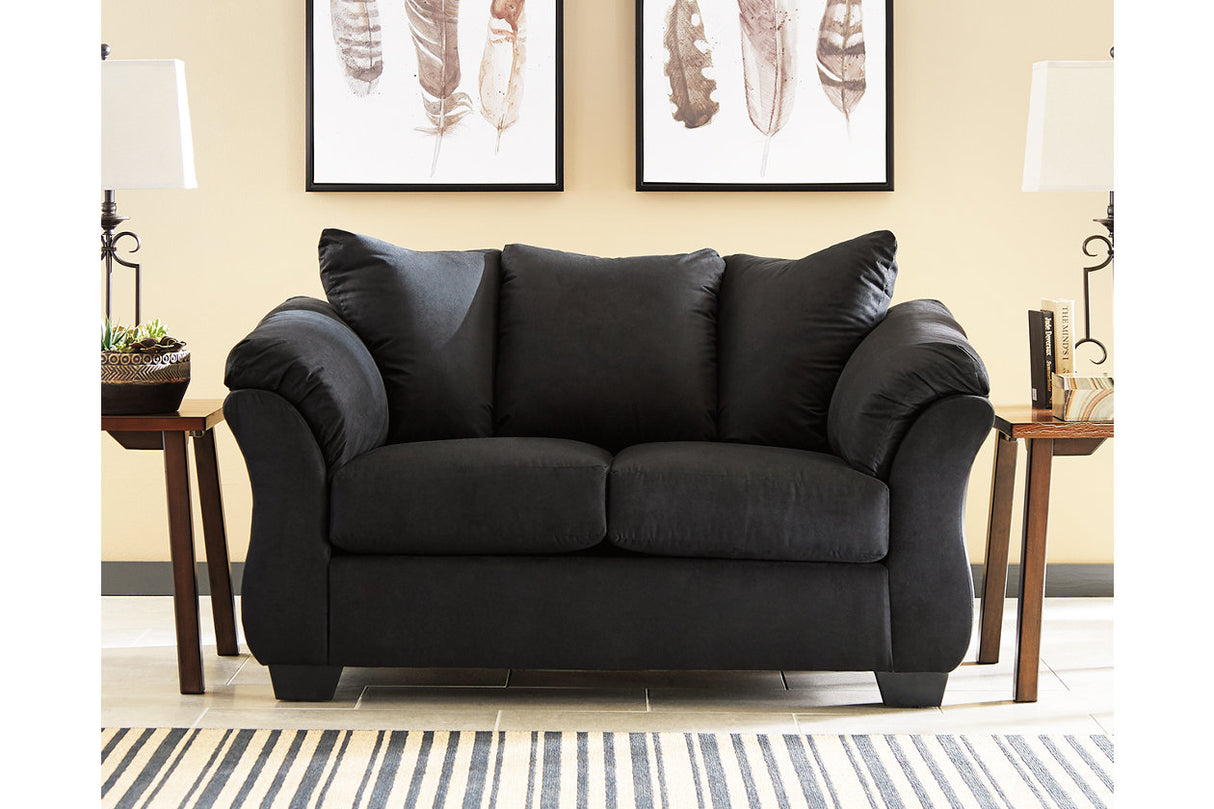 Darcy Black Loveseat and Ottoman -  Ashley - Luna Furniture