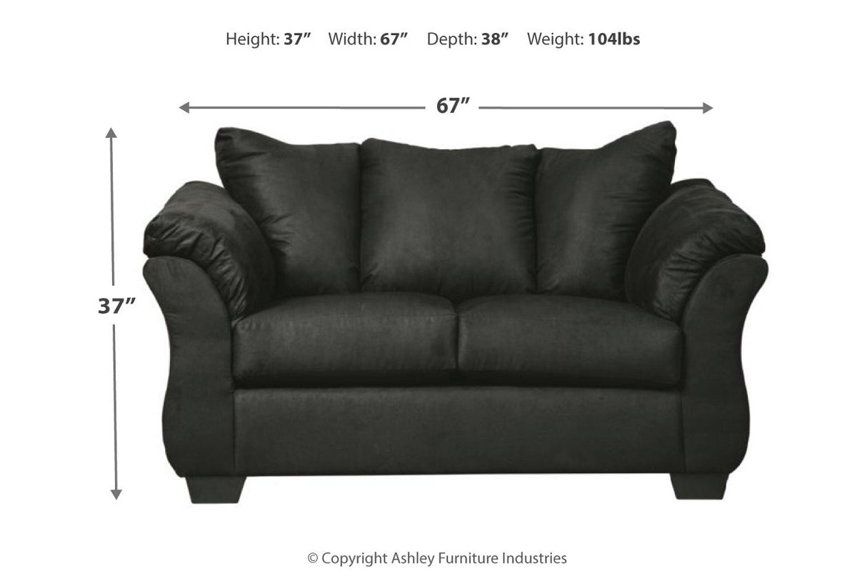 Darcy Black Loveseat and Ottoman -  Ashley - Luna Furniture