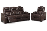 Warnerton Chocolate Power Reclining Sofa and Recliner -  Ashley - Luna Furniture