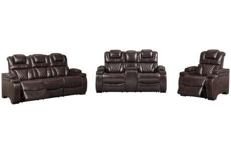 Warnerton Chocolate Power Reclining Sofa and Loveseat with Power Recliner -  Ashley - Luna Furniture