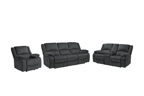 Draycoll Slate Reclining Sofa, Loveseat and Recliner -  Ashley - Luna Furniture