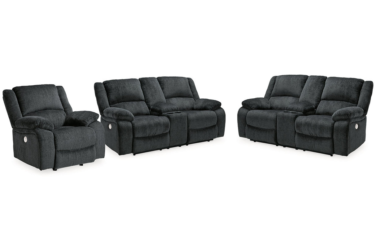 Draycoll  2 Power Reclining Loveseats and Recliner -  Ashley - Luna Furniture