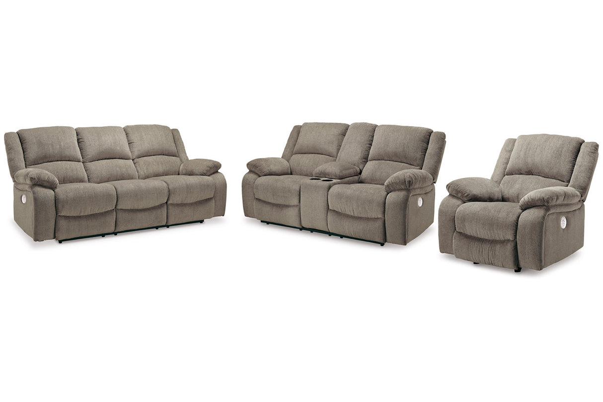 Draycoll Pewter Power Reclining Sofa, Loveseat and Recliner -  Ashley - Luna Furniture