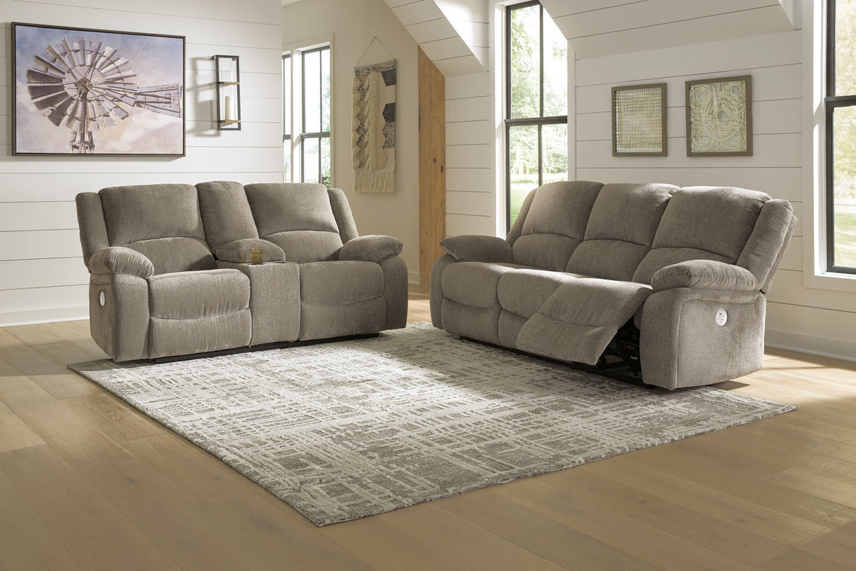 Draycoll Pewter Reclining Sofa and Power Reclining Loveseat -  Ashley - Luna Furniture