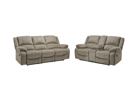 Draycoll Pewter Reclining Sofa and Loveseat -  Ashley - Luna Furniture