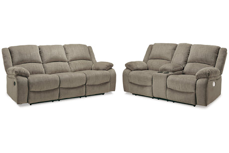 Draycoll Pewter Reclining Sofa and Power Reclining Loveseat -  Ashley - Luna Furniture