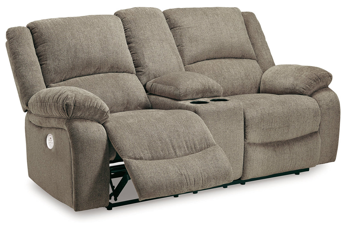 Draycoll Pewter Reclining Sofa and Power Reclining Loveseat -  Ashley - Luna Furniture