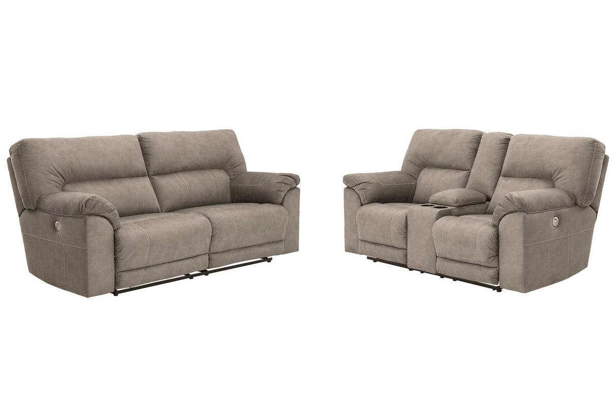 Cavalcade Slate Power Reclining Sofa and Loveseat -  Ashley - Luna Furniture